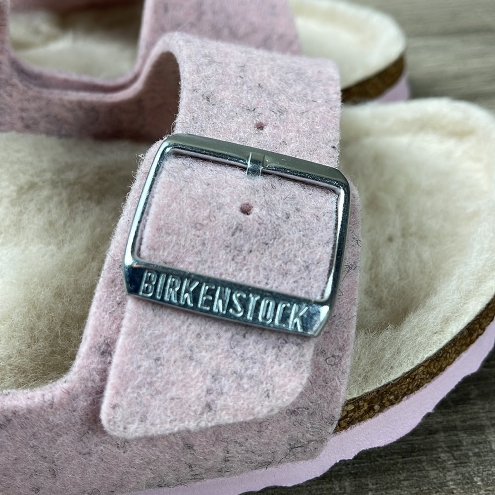 NWT Birkenstock Arizona Rivet Wool Soft Pink Sandals 7-7.5 US / 38 EUR - Picture 6 of 8
